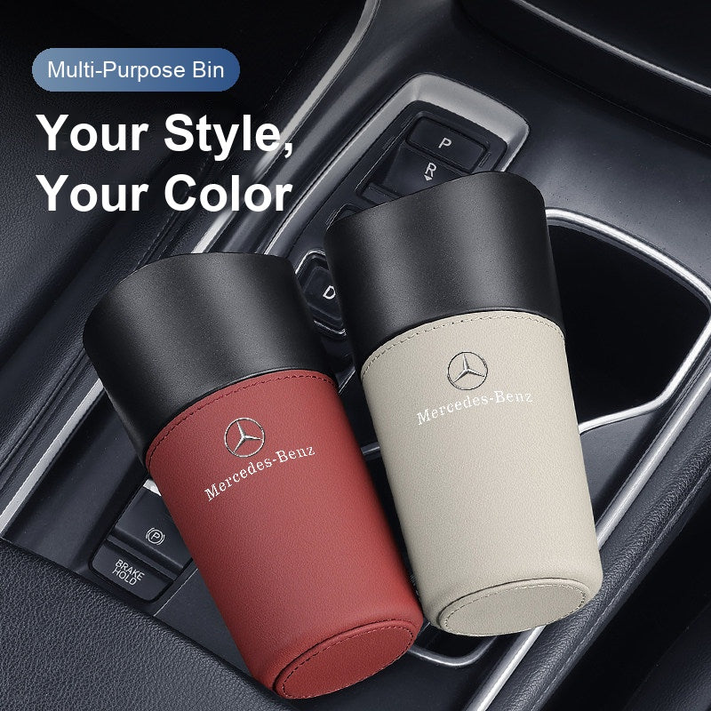 Mercedes-Benz leather car trash can in red and white