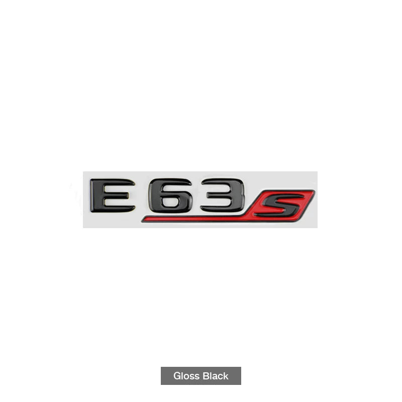 Mercedes-AMG E63S rear trunk badge in gloss black with red S