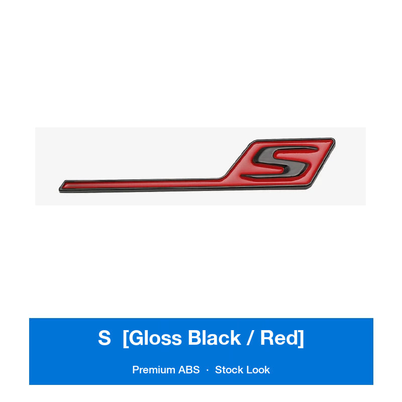 Mercedes-AMG S trunk badge in black and red