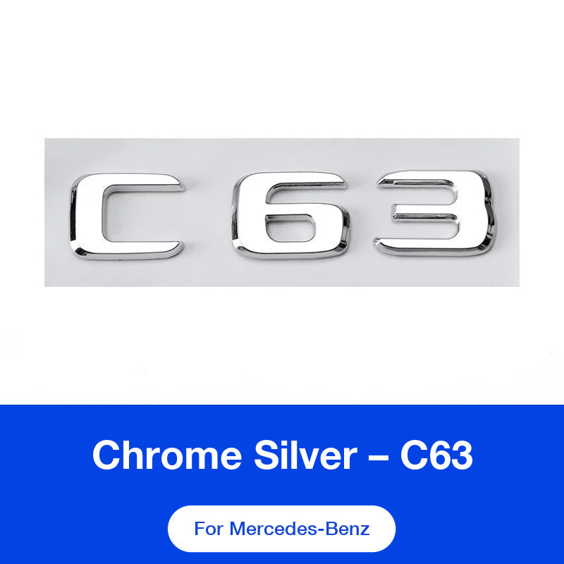 Mercedes-AMG C63 rear trunk badge in chrome silver