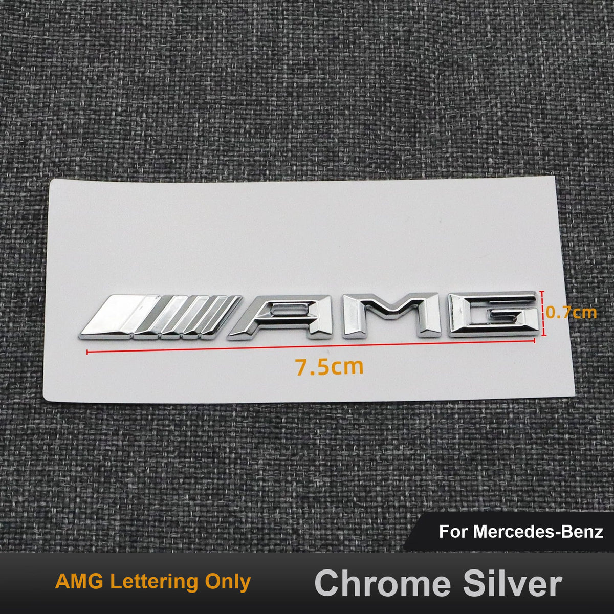 Chrome Silver AMG lettering only, 7.5 cm