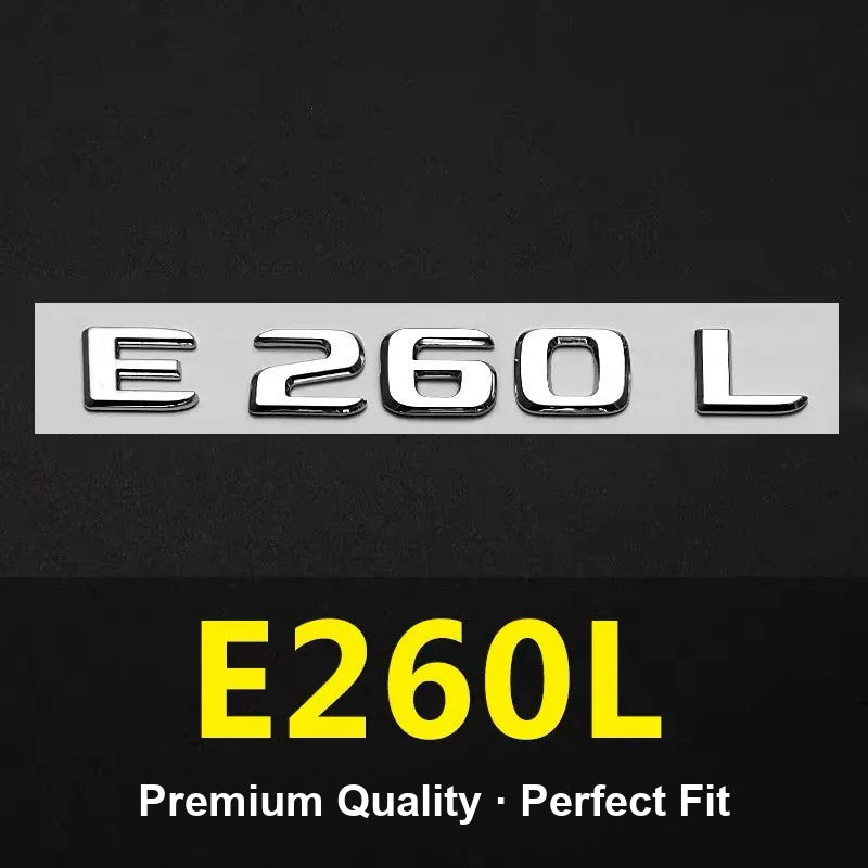 Mercedes-Benz E260L chrome rear model badge