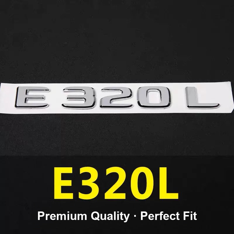 Mercedes-Benz E320L chrome rear model badge