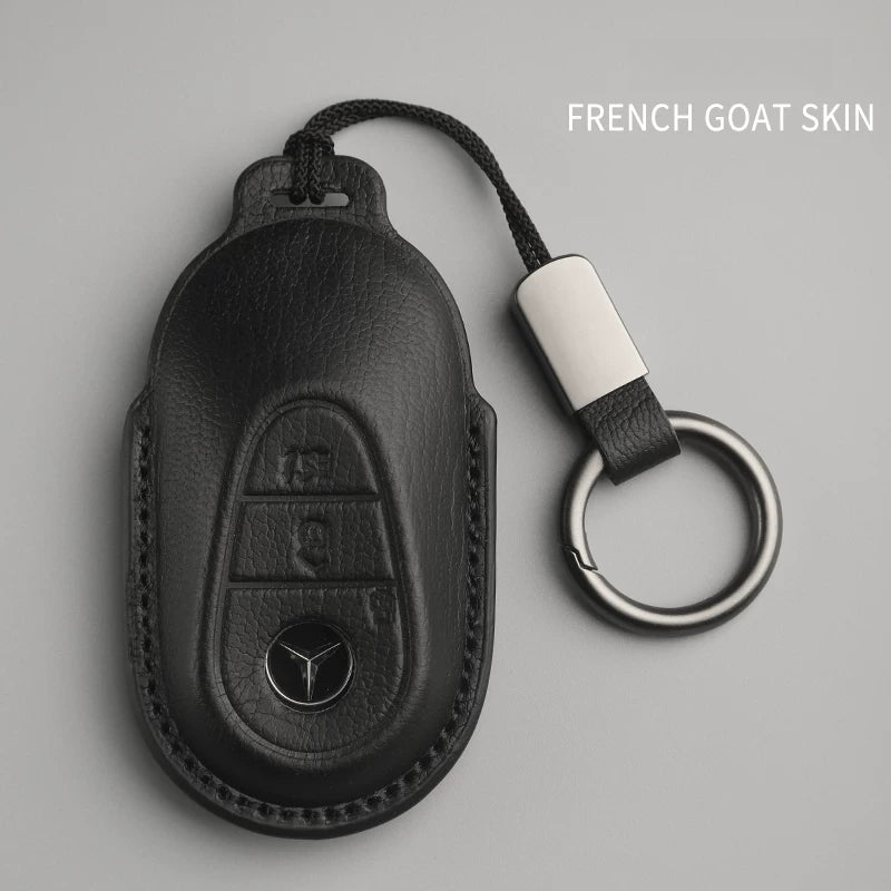 Mercedes-Benz French goatskin key case – Style A, Black, Key Ring