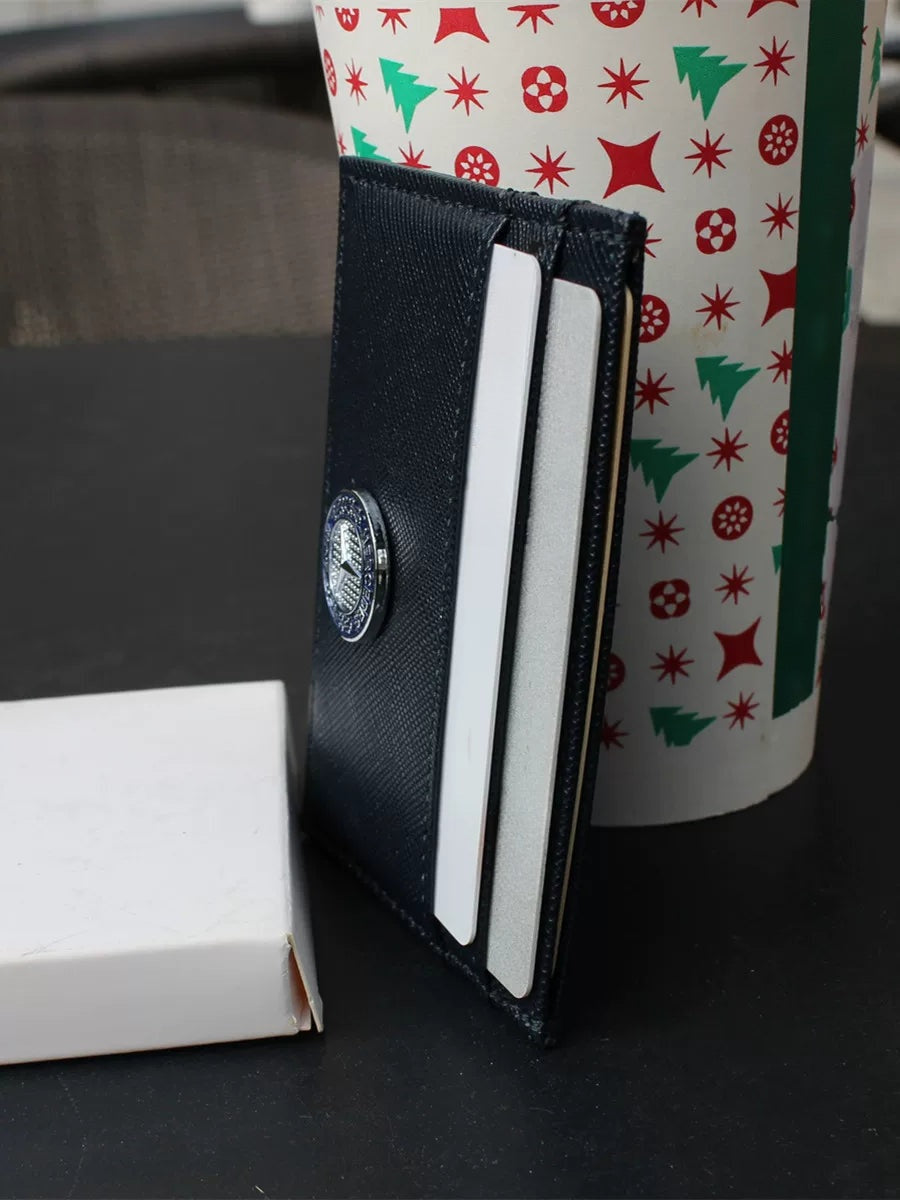 Side view of the Mercedes-Benz slim card holder showing card slots