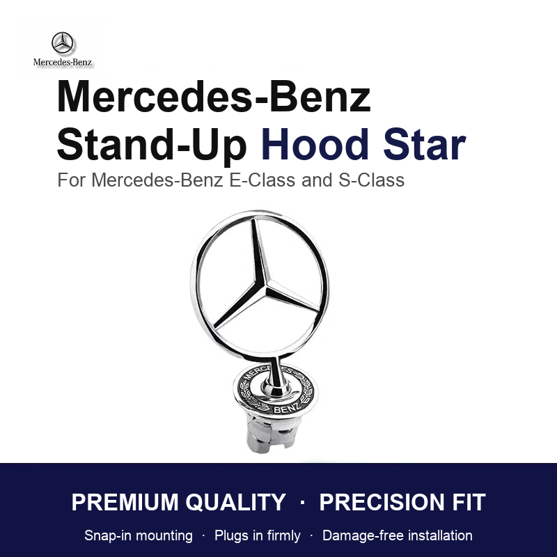 Mercedes-Benz stand-up hood star – Black Laurel Wreath base