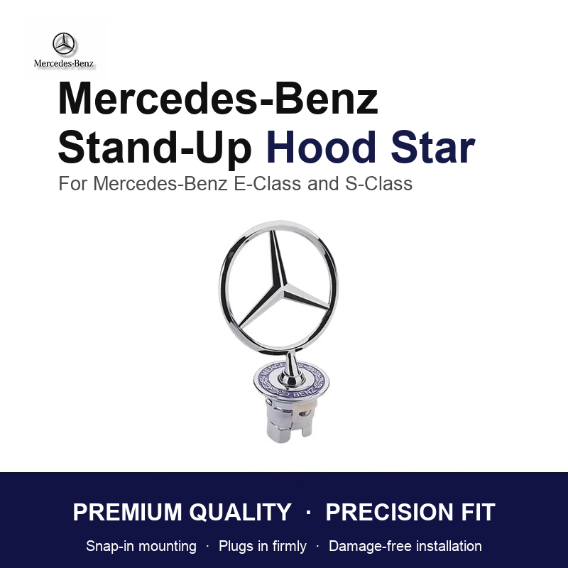 Mercedes-Benz stand-up hood star – Blue Laurel Wreath base