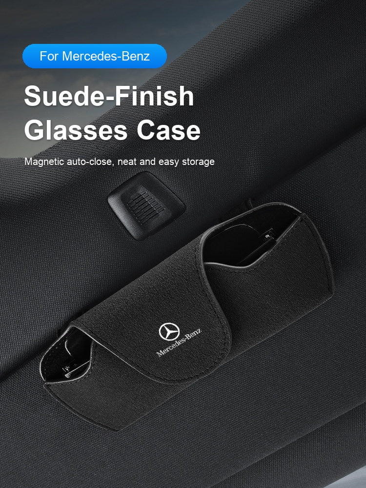 Mercedes-Benz suede-finish sun visor glasses case with magnetic closure