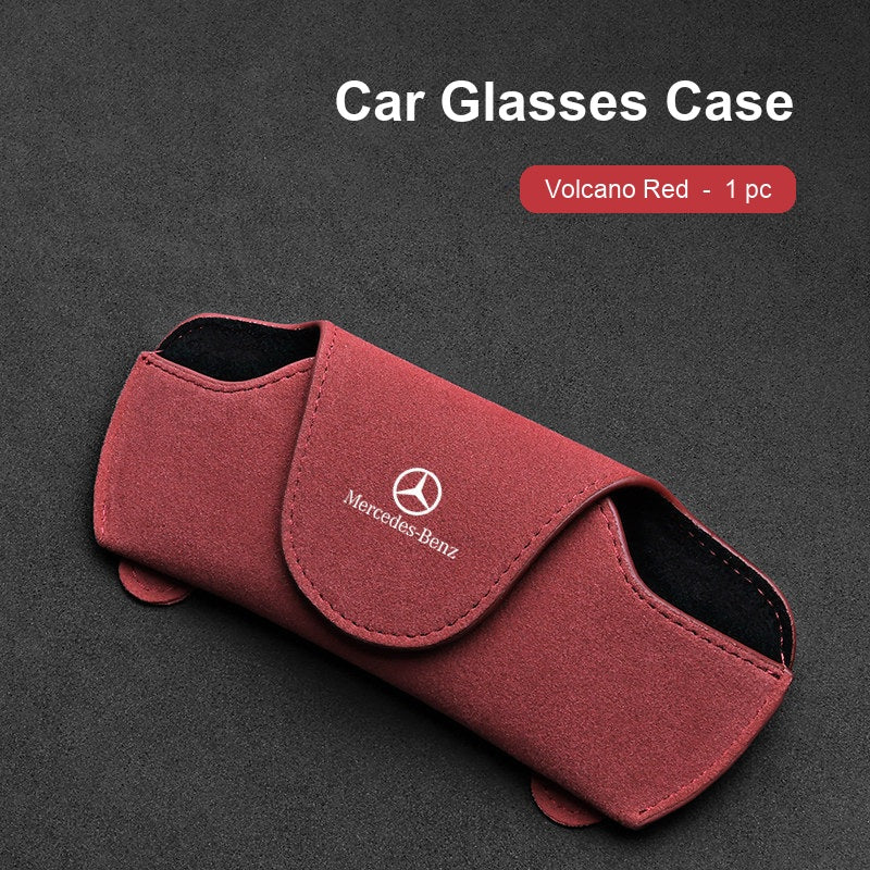 Mercedes-Benz suede sun visor Glasses Case in Volcano Red