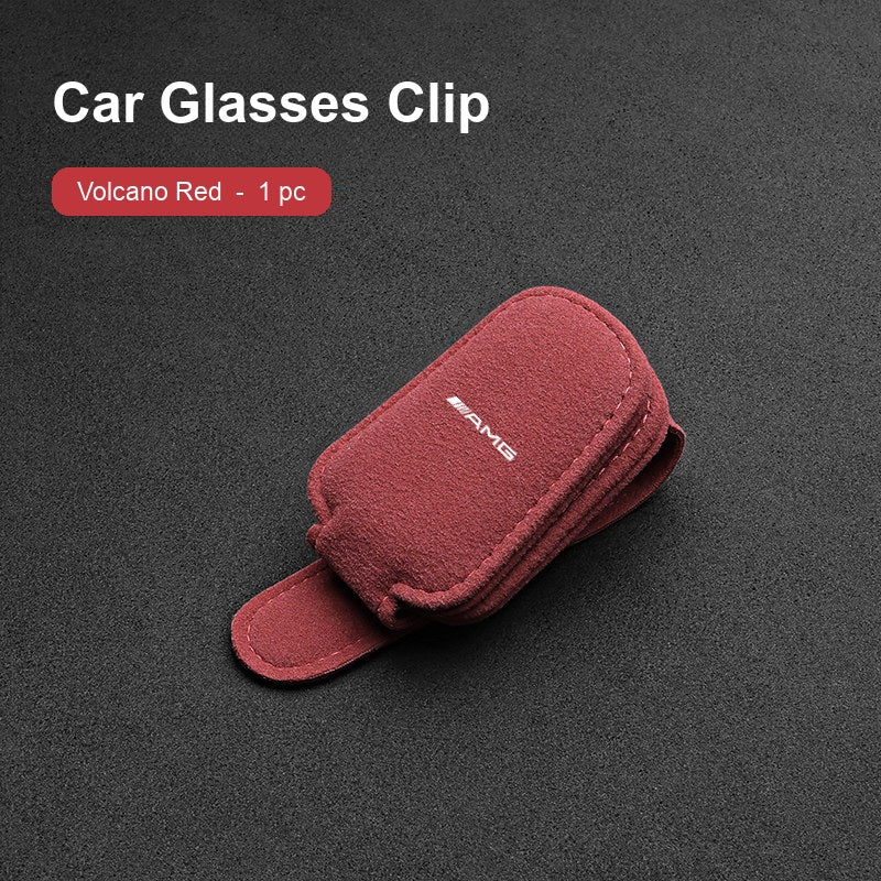 Mercedes-AMG suede sun visor Glasses Clip in Volcano Red