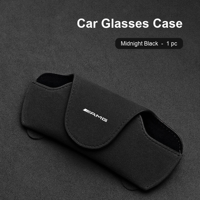 Mercedes-AMG suede sun visor Glasses Case in Midnight Black