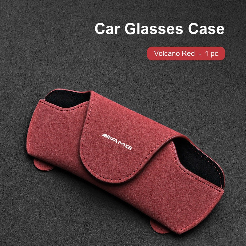 Mercedes-AMG suede sun visor Glasses Case in Volcano Red