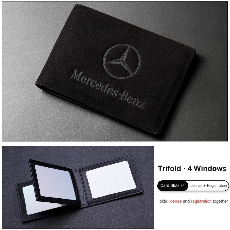 Mercedes-Benz suede license cover trifold black