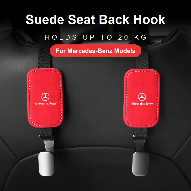 Mercedes-Benz suede seat back hook pair in red
