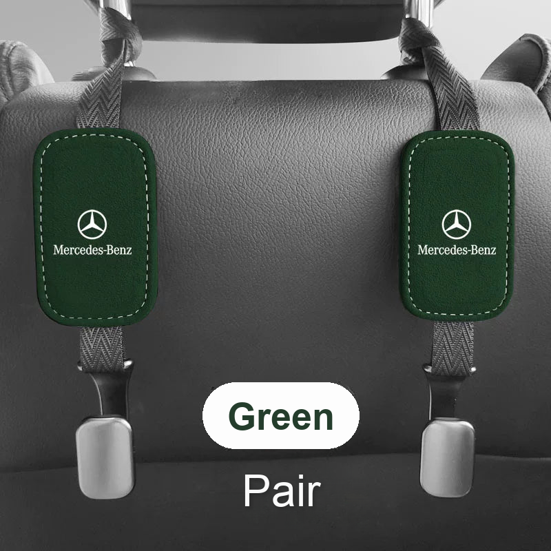 Mercedes-Benz suede seat back hook pair in green