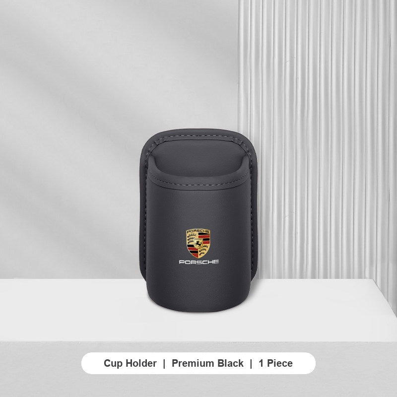 Porsche leather cup holder - Premium Black - 1 Piece