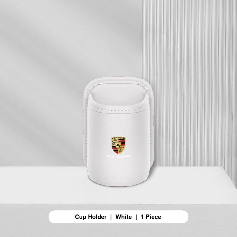 Porsche leather cup holder - White - 1 Piece