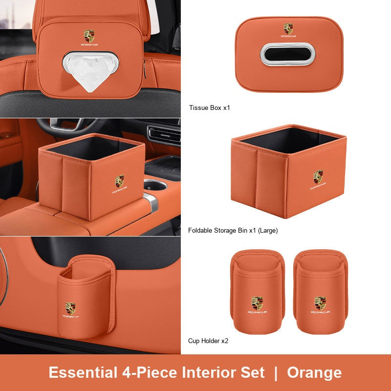 Porsche 4-piece interior set - Orange - Large Bin