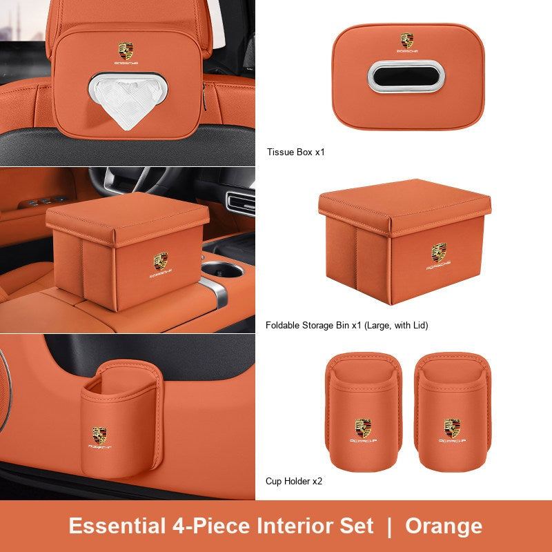 Porsche 4-piece interior set - Orange - Large Lidded Bin