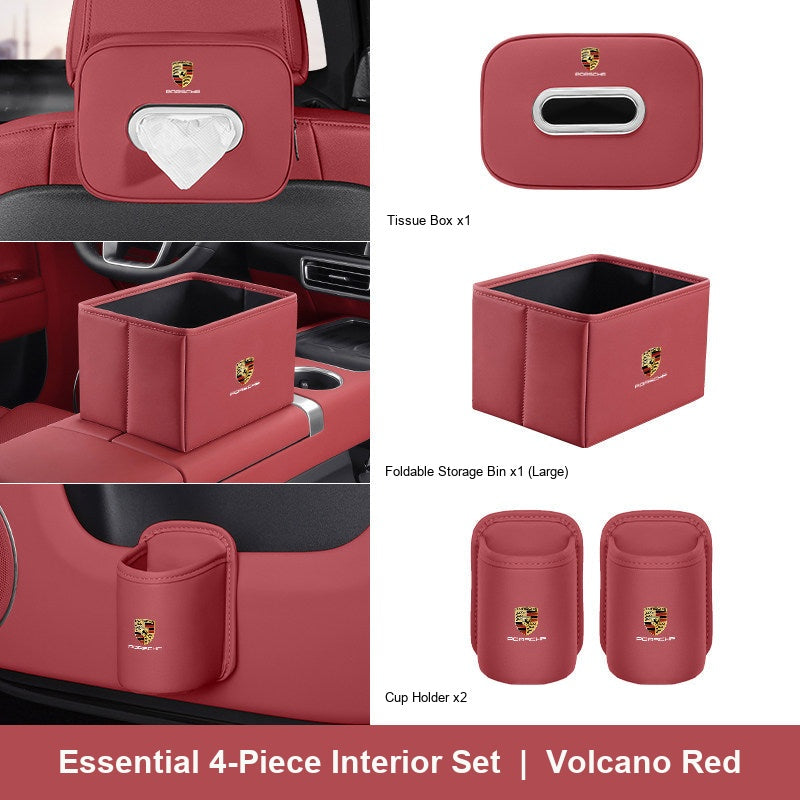 Porsche 4-piece interior set - Volcano Red - Large Bin