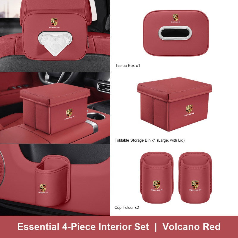 Porsche 4-piece interior set - Volcano Red - Large Lidded Bin