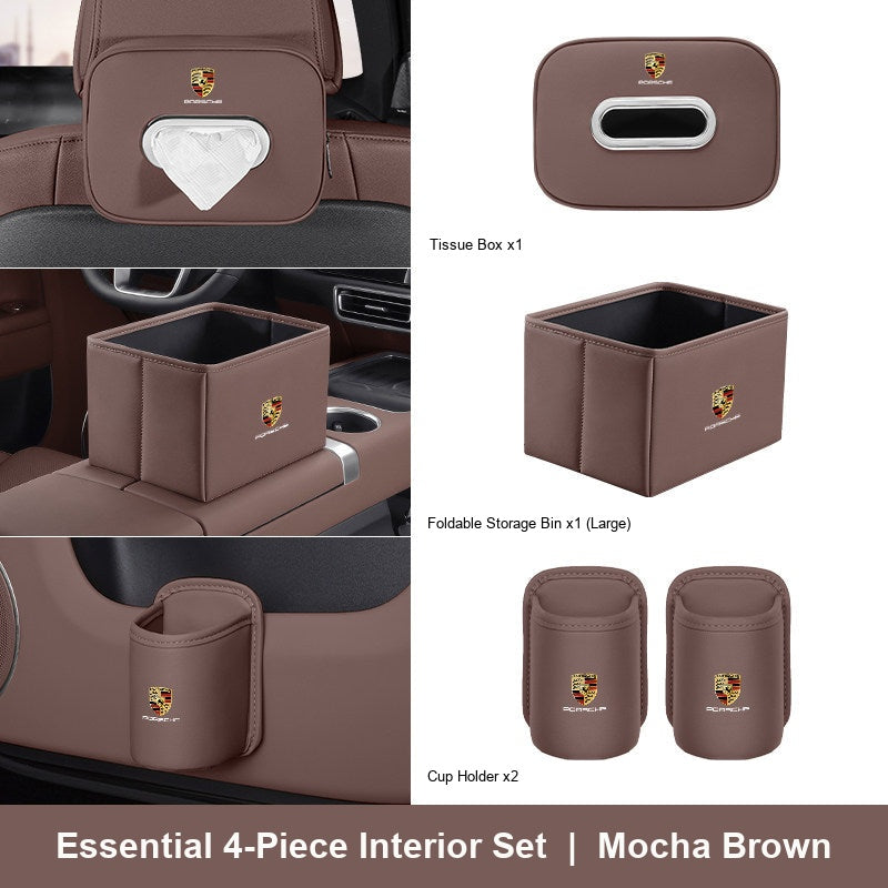 Porsche 4-piece interior set - Mocha Brown - Large Bin