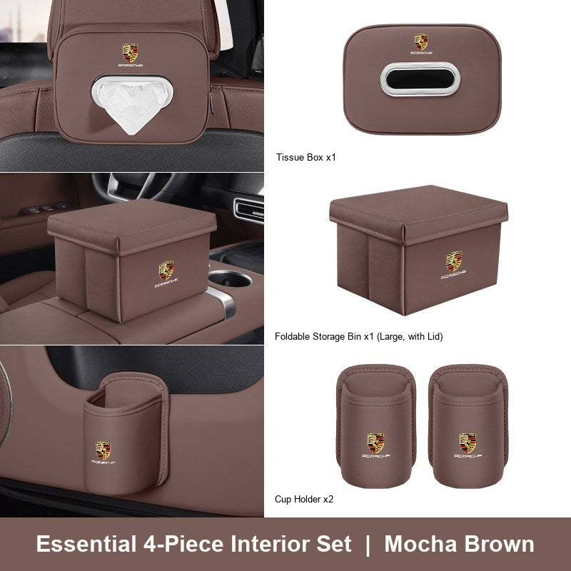 Porsche 4-piece interior set - Mocha Brown - Large Lidded Bin