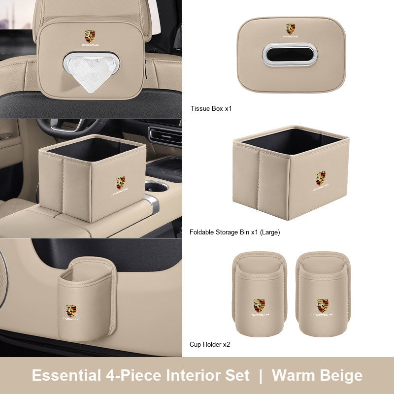 Porsche 4-piece interior set - Warm Beige - Large Bin