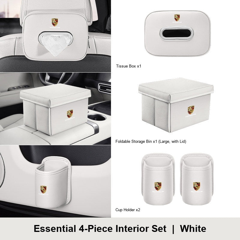 Porsche 4-piece interior set - White - Large Lidded Bin