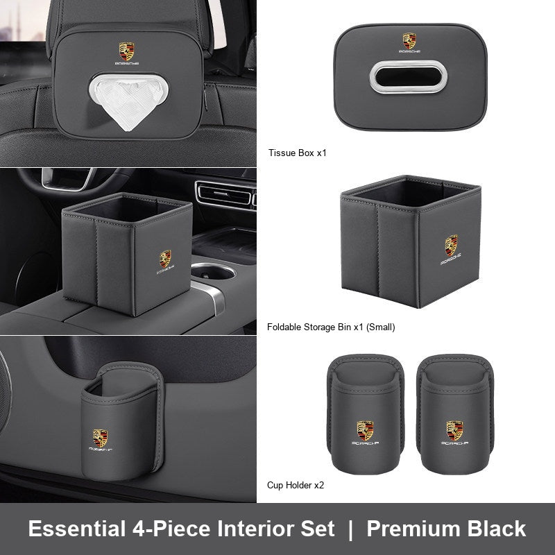 Porsche 4-piece interior set - Premium Black - Small Bin