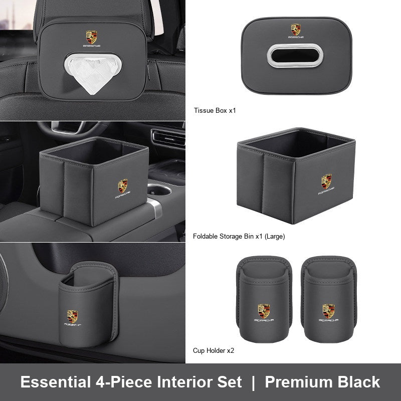 Porsche 4-piece interior set - Premium Black - Large Bin