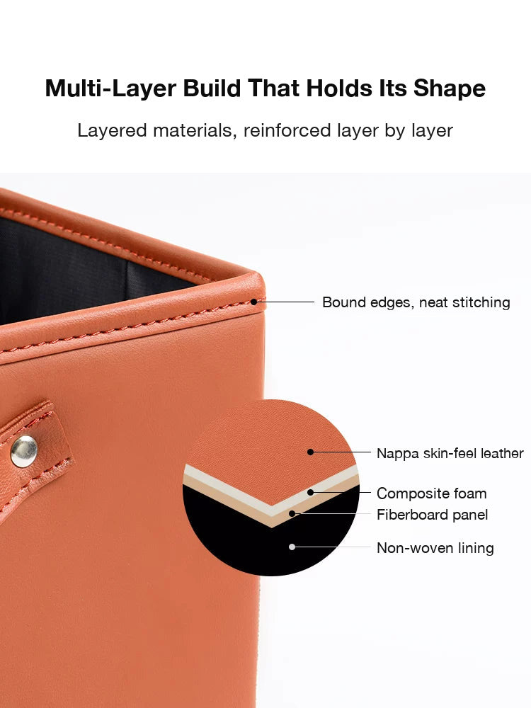 Multi-layer construction of the Porsche storage box with Nappa skin-feel surface