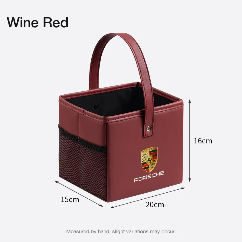 Porsche car storage box in Wine Red, 20 x 15 x 16 cm