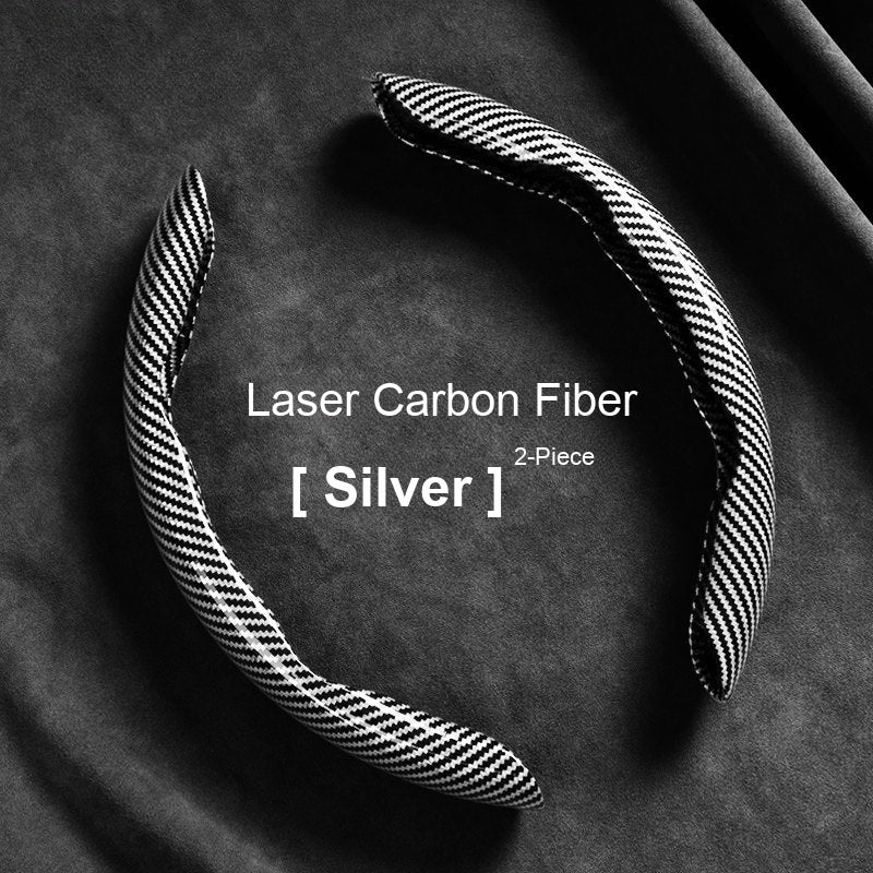 Laser carbon fiber grip sleeves Silver 2-piece set