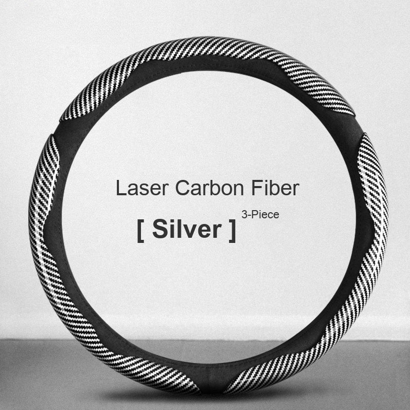 Laser carbon fiber grip sleeves Silver 3-piece set
