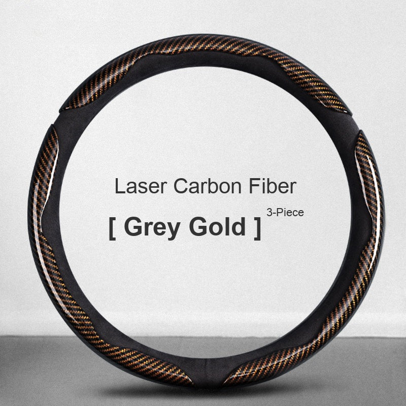 Laser carbon fiber grip sleeves Grey Gold 3-piece set