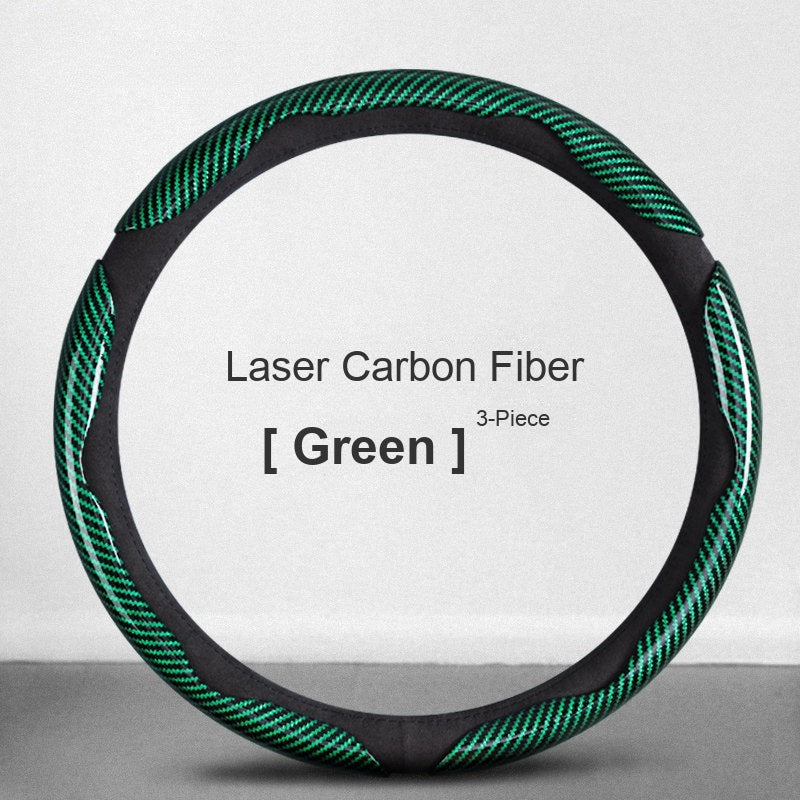 Laser carbon fiber grip sleeves Green 3-piece set