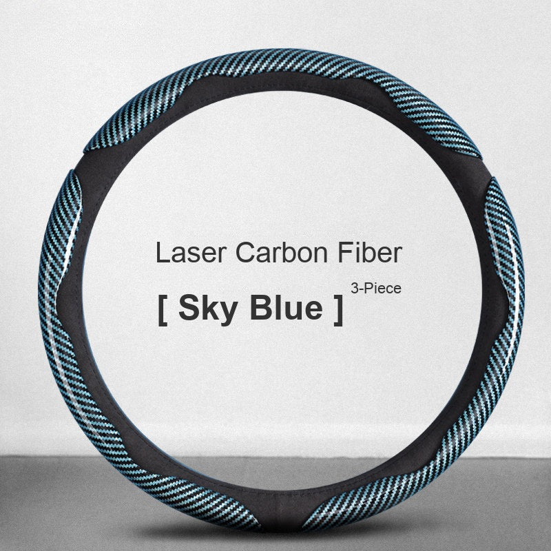 Laser carbon fiber grip sleeves Sky Blue 3-piece set