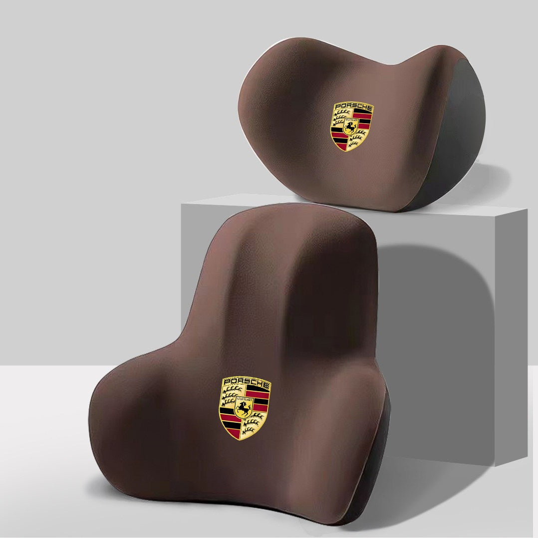 Porsche headrest and lumbar support set in brown