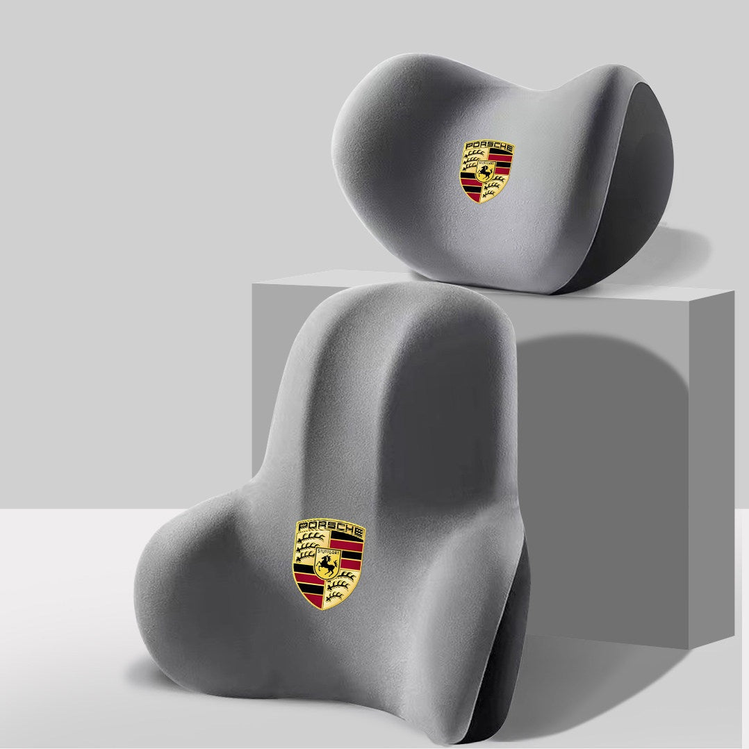 Porsche headrest and lumbar support set in gray