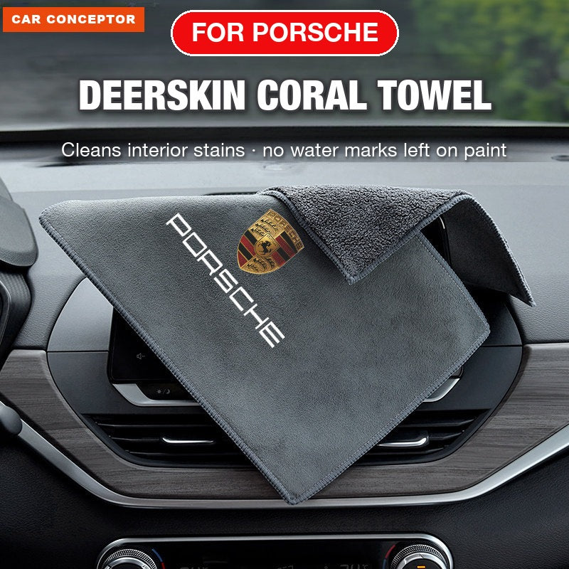 Porsche coral fleece towel in grey, small size