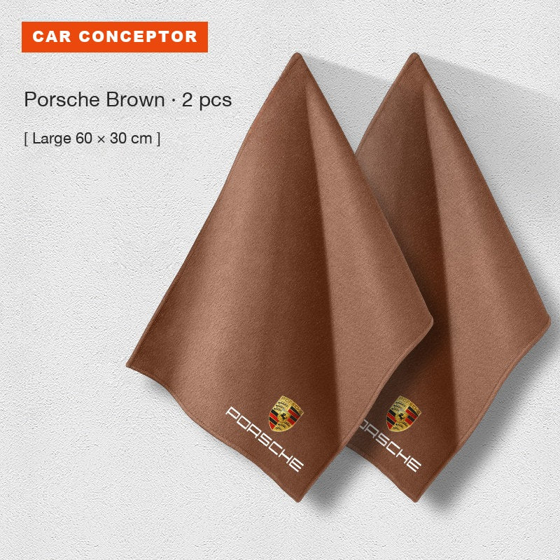 Porsche coral fleece towel in brown, large size, 2-pack