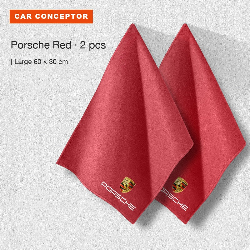 Porsche coral fleece towel in red, large size, 2-pack