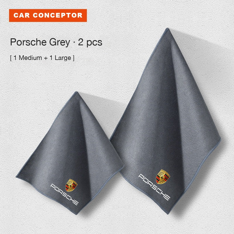 Porsche coral fleece towel set in grey, 1 medium and 1 large