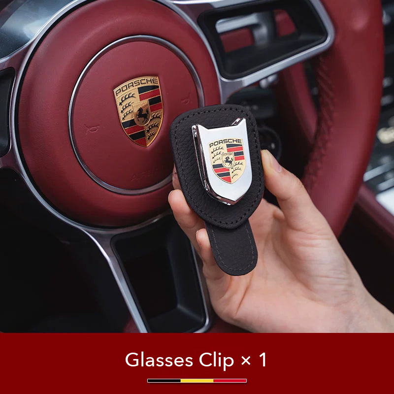 Porsche crest Glasses Clip in Diamond Black