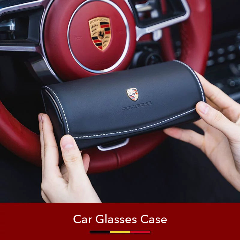 Porsche crest Glasses Case in Diamond Black