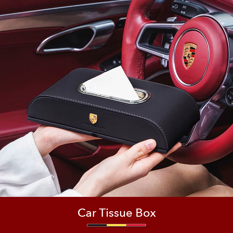 Porsche crest Tissue Box in Diamond Black