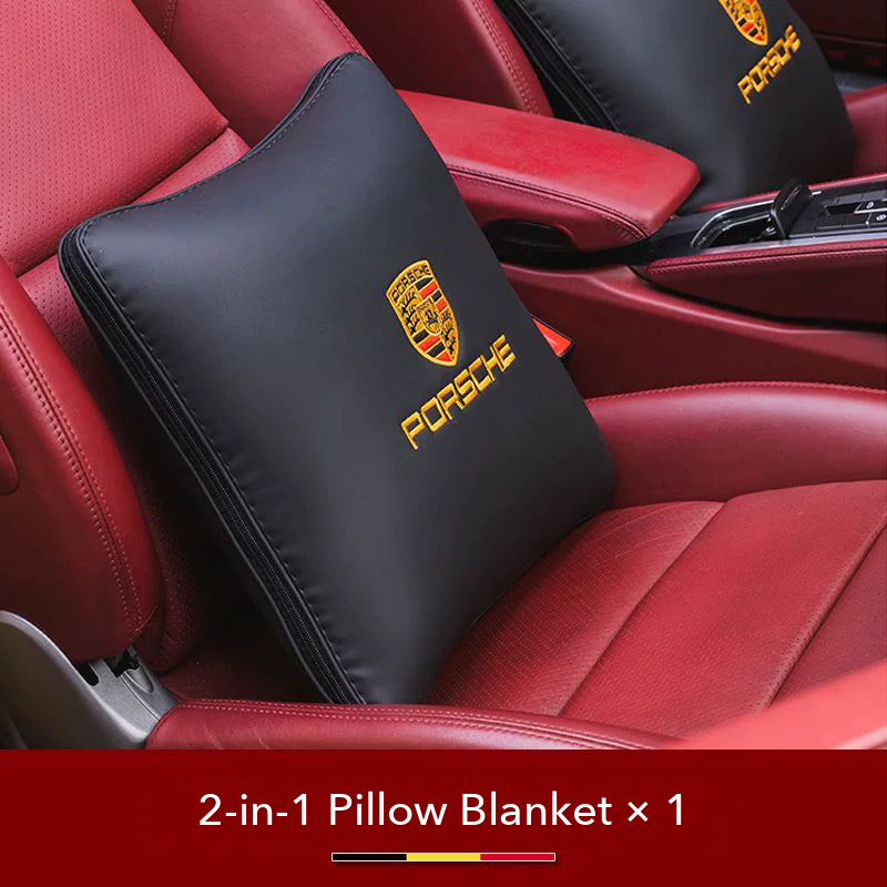 Porsche crest 2-in-1 Pillow Blanket in Diamond Black