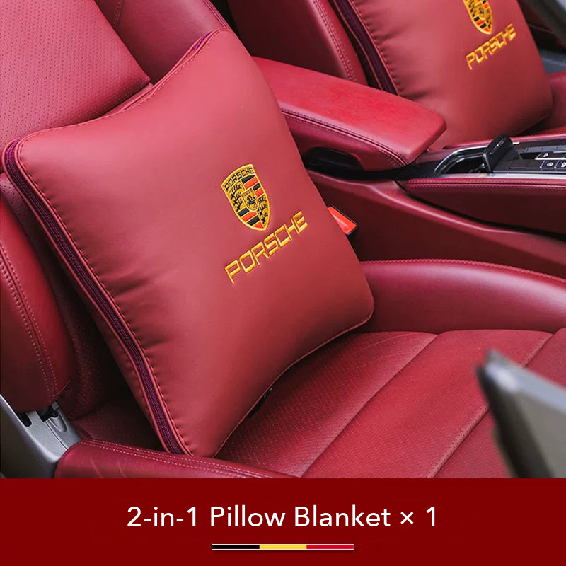 Porsche crest 2-in-1 Pillow Blanket in Bordeaux Red