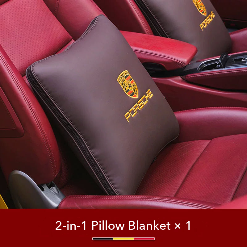Porsche crest 2-in-1 Pillow Blanket in Mocha Brown